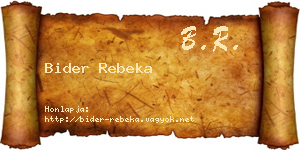 Bider Rebeka névjegykártya